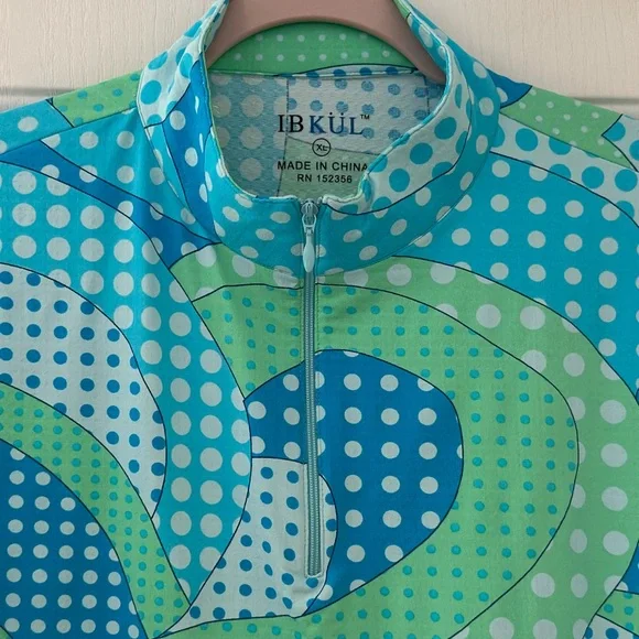 IBKUL Women's Swirl and Dot  Print Long Sleeve Mock Neck Pullover size XL - Picture 3 of 9